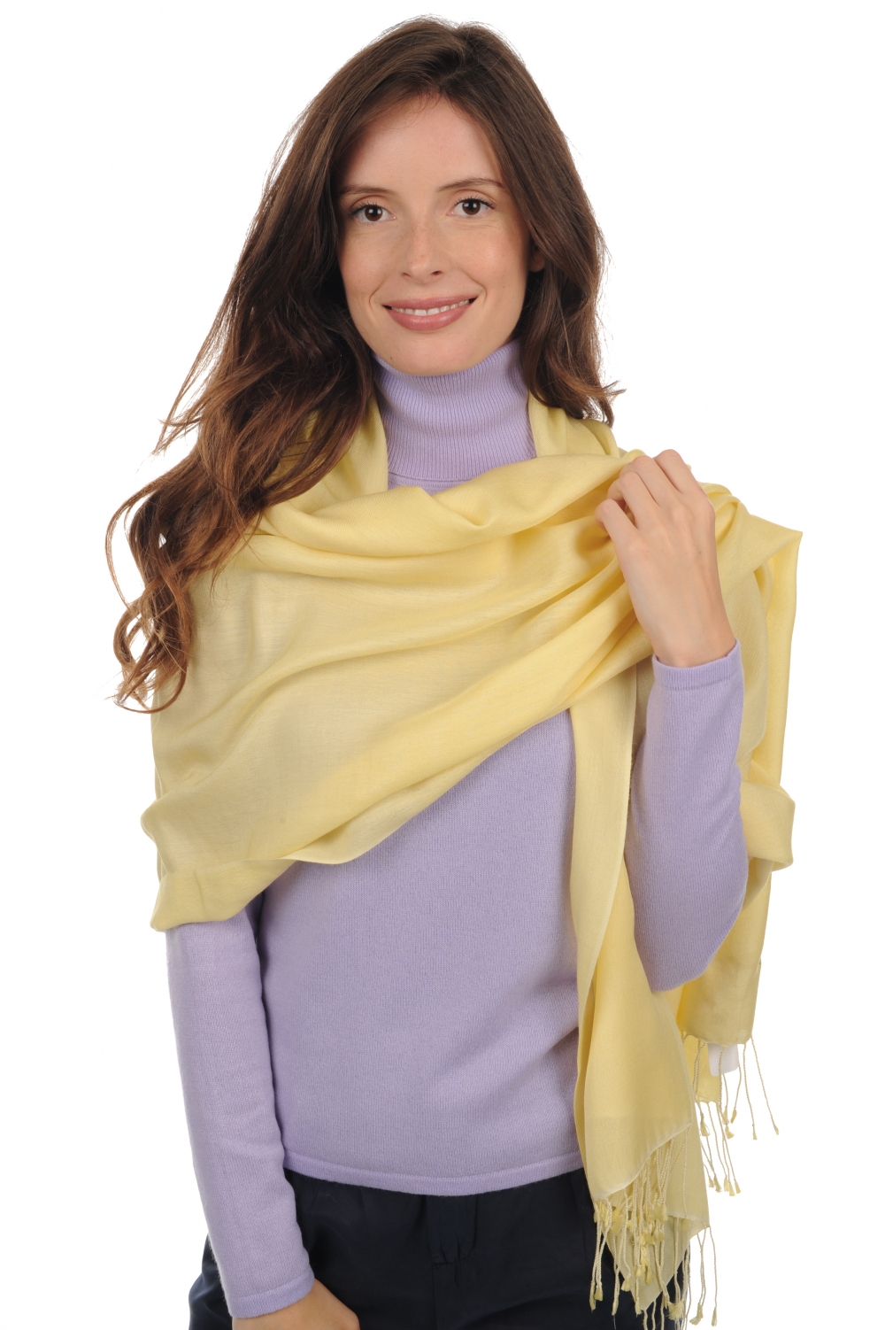 Cashmere & Seta accessori scialli platine giallo gioioso 204 cm x 92 cm